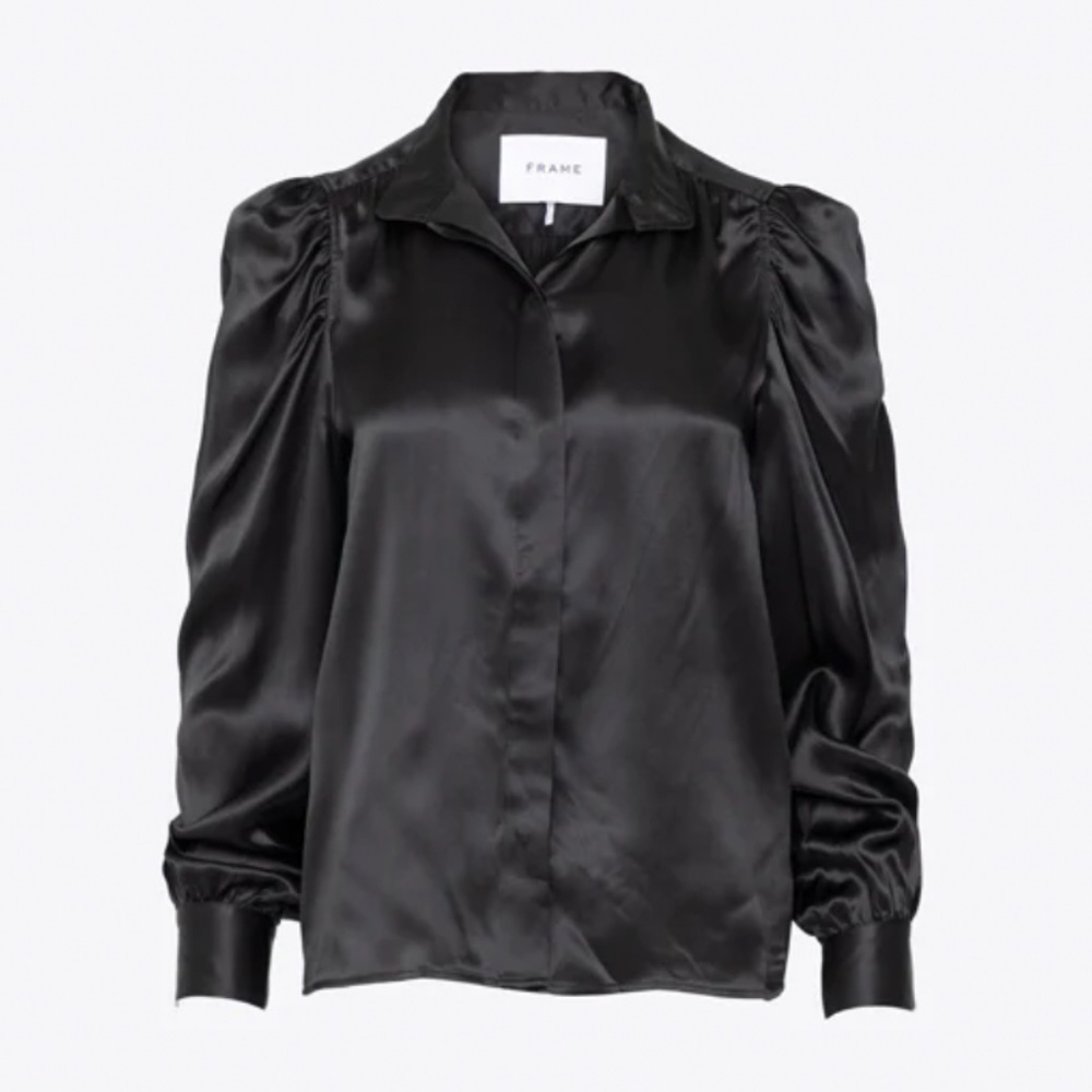 Frame Gillian Long Sleeve Top in Noir